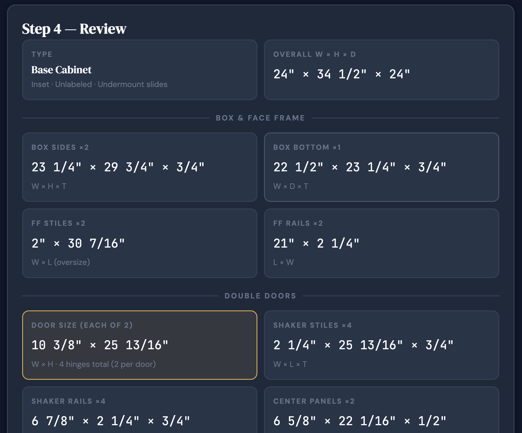 CabinetCalc cabinet review and cut list output
